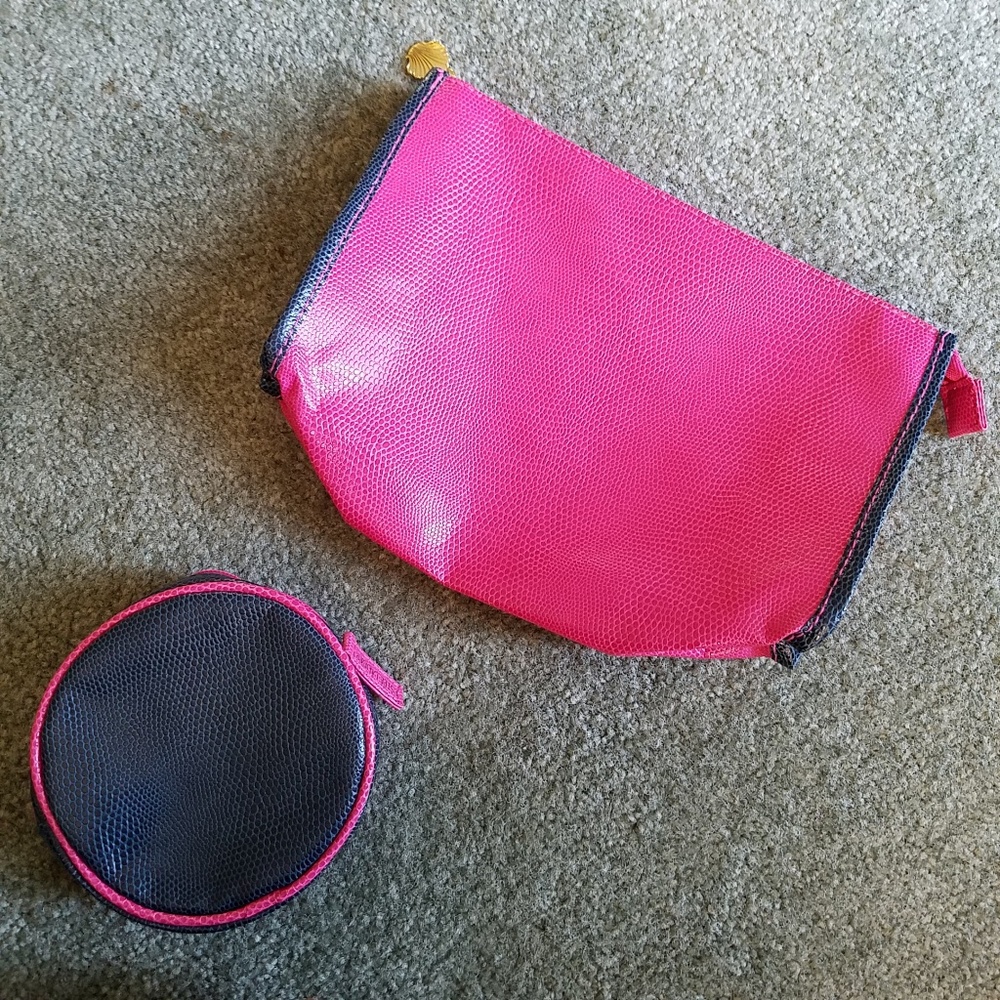 Estee Lauter Pink & Navy Cosmetic Bag Set